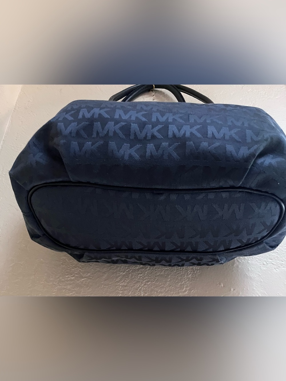 Michael Kors Navy MK Signature Tote with Tassel and MK Charm - Picture 15 of 15